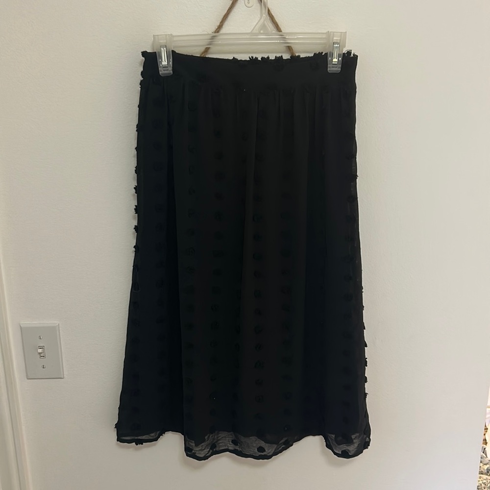 Black dotted midi skirt